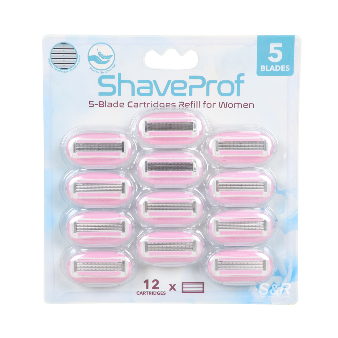 Shave Prof 5-blade Cartridges Refill for Women 12 pieces